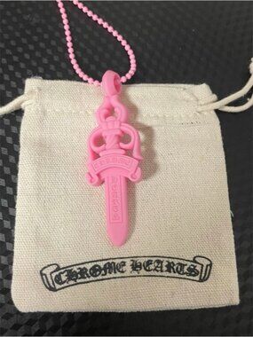 Chrome Hearts Pink Sword Pendant Necklace